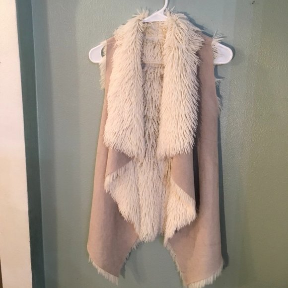 Icing Jackets & Blazers - Icing Beige Suede/Faux Fur Vest